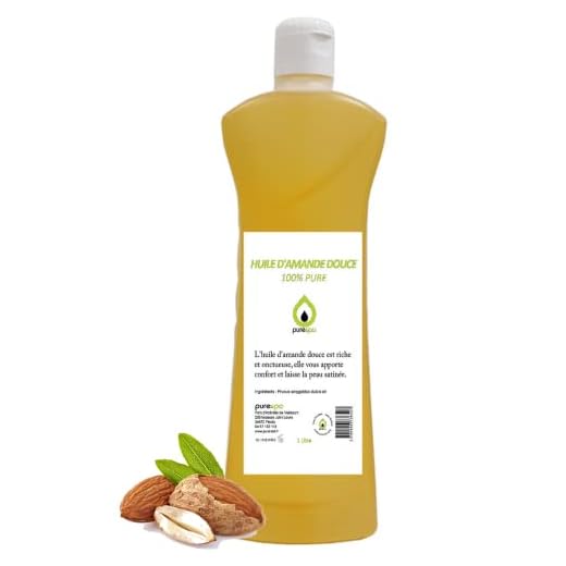 Huile d' AMANDE DOUCE pressée à froid- 100% PURE - 1 Litre , soin de peau