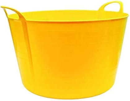 Srendi® 75L Liter Yellow Heavy Duty Large Flexi Tub Garden Home Flexible Plastic Storage Container Bucket Flex Tub- MADE IN UK