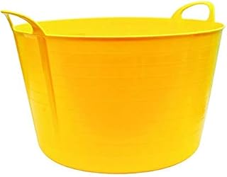 Srendi® 75L Liter Yellow Heavy Duty Large Flexi Tub Garden Home Flexible Plastic Storage Container Bucket Flex Tub- MADE IN UK