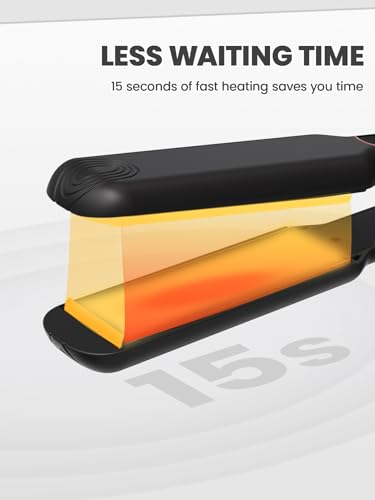Plancha para cabello 2 en 1 con 5 opciones de calor y sistema de calentamiento rápido de 15 segundos, enchufe EU, para diversos tipos de cabello y diseño diario de peinados miniatura 5