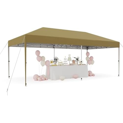 Garvee 10x20 Pop Up Canopy Tent with Awning, Heavy Duty Canopy UPF 50+ All Season Wind Waterproof Commercial Outdoor Street Vendors Party Tents for Pa