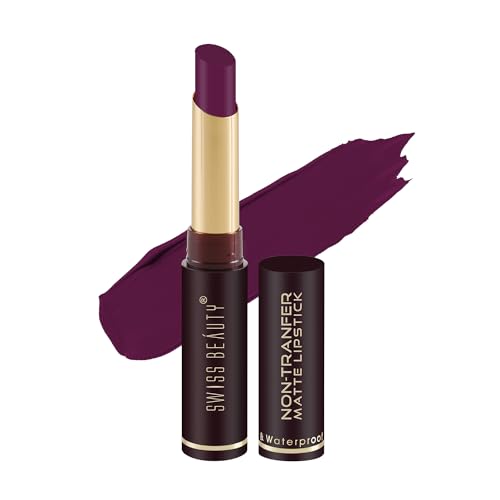 Image of Swiss Beauty Non-Tranfer Matte Lipstick, Smooth & Waterproof, Plum House, 2g