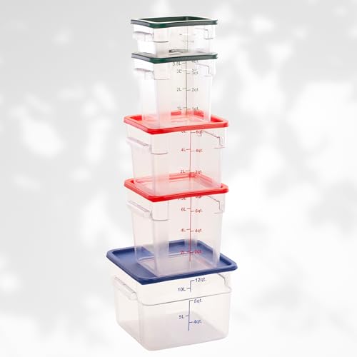 Image of FSE Square Food Container, 4 Quart, Polycarbonate, Reusable, Clear, NSF, (LID SOLD SEPARATELY)