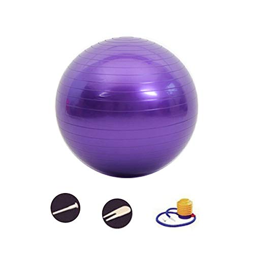 DAZISEN Pelota Ejercicio - Pelota Gimnasia con Bomba Pelota de Ejercicio para Fitness, Yoga, Pilates, Púrpura-5, 85CM