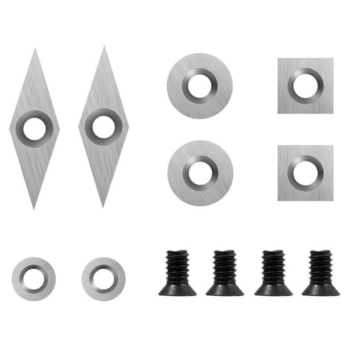 Strumenti multipli in carburo: con 4 diversi utensili in metallo duro, tra cui quadrati con inserti quadrati, a forma di diamante e due rotondi, questo set soddisfa tutte le tue esigenze di tornitura del legno.