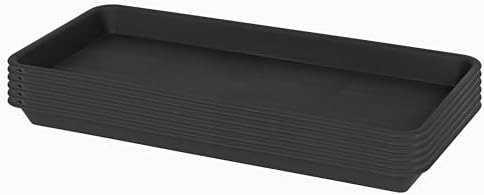 VUWEZ 6 Pack Plastic Plant Tray Saucer Rectangular, Heavy Duty Plant Trays Saucers for Indoors Outdoor, Plant Water Drip Tray for Flower Pot Planter, Windowsill Plant Tray (6 X 11 Inch, Black)