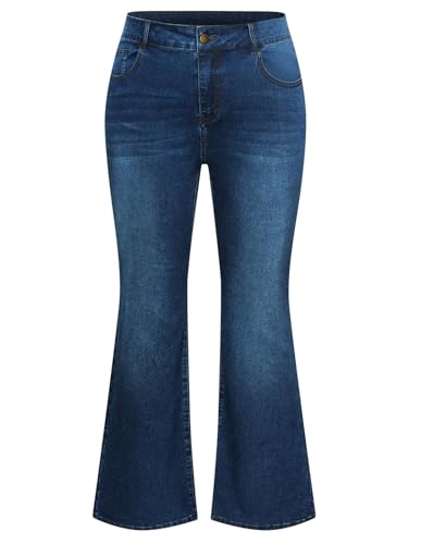 Hanna Nikole Damen Große Größe Bootcut Jeans Damen Hoher Taille Bell Bottom Stretch Jeans Denim Blue 50 Hanna Nikole Damen Große Größe Bootcut Jeans Damen Hoher Taille Bell Bottom Stretch Jeans Denim Blue 50