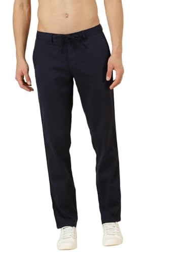 Image of Thomas Scott Men's | Solid | Light Weight | Breathable Fabric | Elasticated Waist | Mid Rise | Regular Fit | Cotton Blend | Button with Drawstring | Chino Trouser | Pants