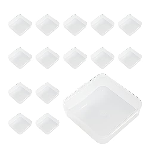 WYAN 15 piezas Cajas Plastico Pequeñas Transparentes con Tapa de Bisagra,para organizar cajas de cuentas, tapones para los oídos y otros artículos pequeños (6.4x6.4cm)