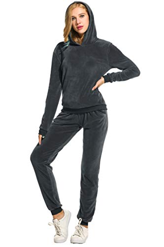 image for HOTOUCH Women's Athletic Sweat Suits Set Soft Velour Hoodie and Sweatp