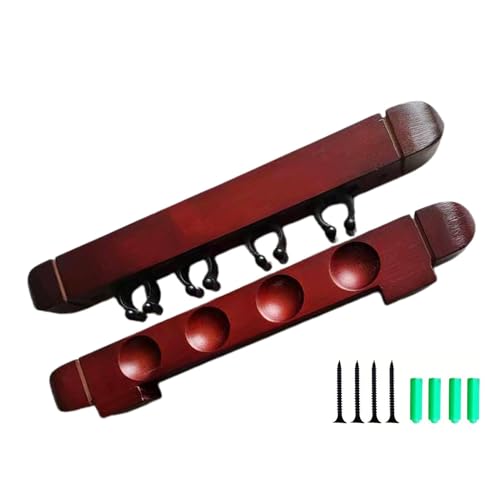 POOTTO POLCIO POOTTO FÜR MAURNO DELLA WAND | 4 Clips, Halterung für Poolset aus Holz, Billardständer aus Holz, robuster und eleganter Poolständer