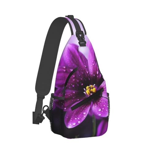 Mochila cruzada diagonal con estampado floral púrpura miniatura 2