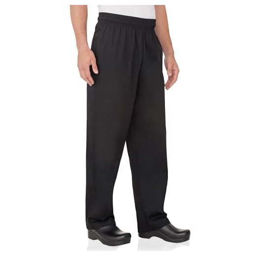 Chef Works Men's Essential Baggy Chef Pants, Black, Medium