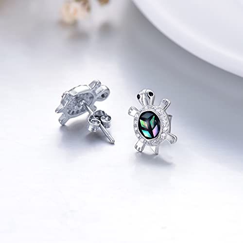 Rmrewy Turtle Earrings Sterling Silver Abalone Shell Sea Turtle Stud Earrings Turtle Jewelry Gift For Women Girl (Abalone Shell) #TOP3