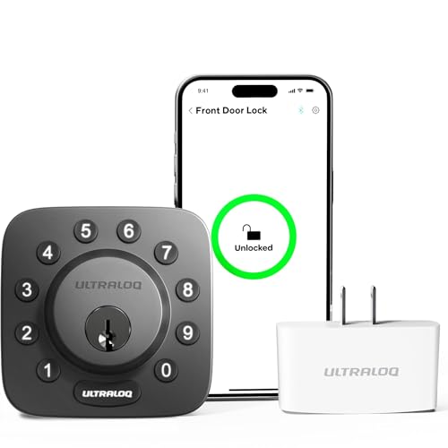 ULTRALOQ U-Bolt Smart Lock with WiFi Bridge, 6-in-1 Smart Door Lock with WiFi Enabled, Work with Alexa, Google, App Remote Control, Auto Lock, Smart Deadbolt Lock, Keypad Deadbolt, Wifi Deadbolt