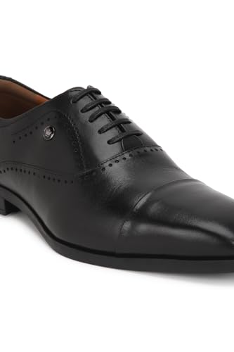 Image of Louis Philippe Men Premium Leather Breathable Lining Material Anti Slip with Heel TPR Sole Formal Oxford Shoes