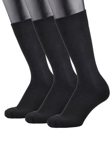 COTTON DAY Mens Premium Soft Combed Cotton Trouser Dress Socks Seamless Toe Black Shoe Size 10-13