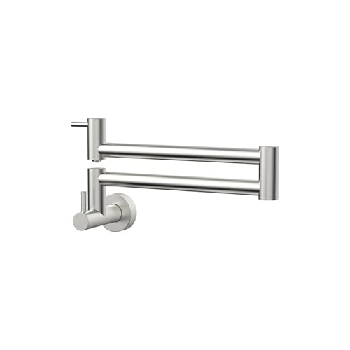 Viking SS304 Pot Filler- Aquareach Kitchen Faucet Thread Size 15mm(½”),Outer,Stainless Steel 304 with Brushed, Dual Handle Design, Quarter Turn for Quick On/Off - Ideal for Kitchen