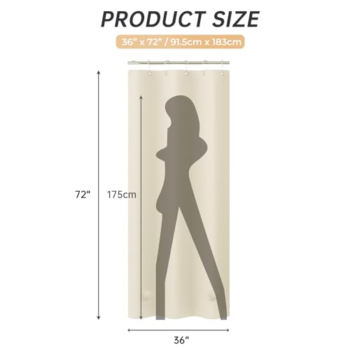 Image of AmazerBath Stall Shower Curtain 36x72, Beige Shower Curtain Plastic, Small Shower Curtain Liner Cream Heavy Duty Thick PEVA, Walk in Shower Liner with 2 Weighted Stones and 6 Grommet Holes