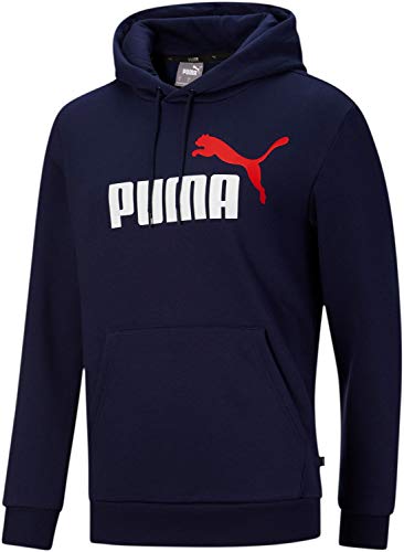 PUMA Men's Essentials Big Logo Pull-Over Hoodie XL Peacoat