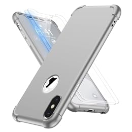 ORETECH for iPhone Xs X Case with 2X Screen Protector,Silver