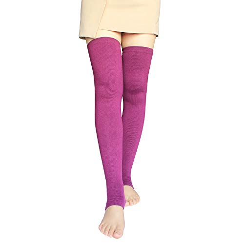 Share Maison Women's Cashmere Wool Winter Warm Knitted Over Knee High Boots Long Socks Leg Warmers (12-Purple)