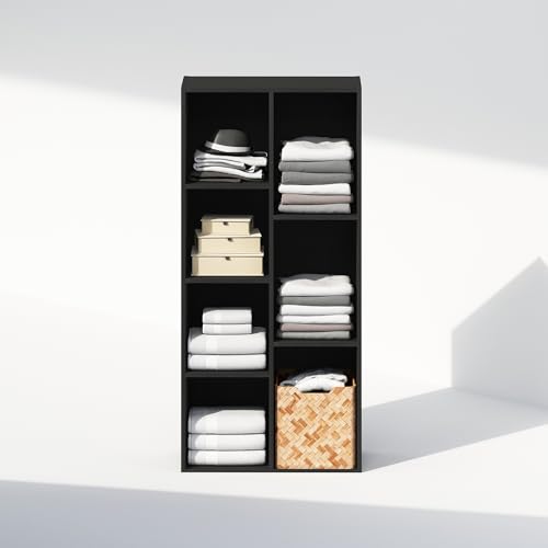 Image of Furinno Reed Closet Organizers and Storage, 7-Cube Closet Organizer, Open Shelf Closet Storage, for Wardrobe, Bedroom, Living Room, Blackwood