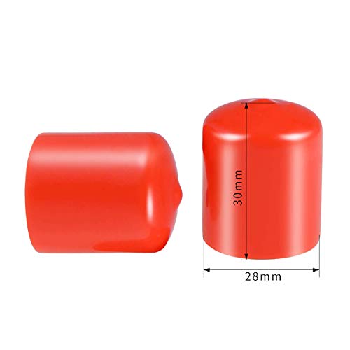 Screw Thread Protectors, PVC Rubber Round Tube Bolt Cap Plastic End Cap Cover Thread Protectors Red, Inner Dia 28mm, 50 Pcs - Image 2