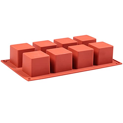 Geardeangloow Stampo in silicone 3D quadrato per mousse, torte, dessert, gelatina, gelato, 8 blocchi