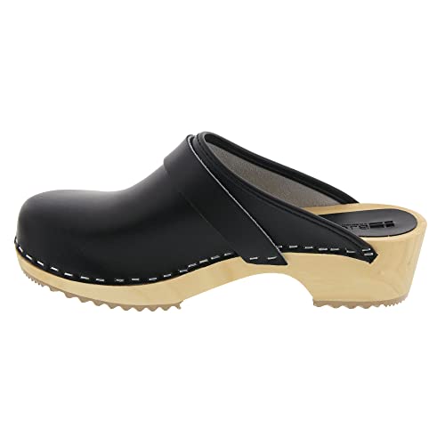 Image of Bjork Maja Wood Open Back Leather Clogs