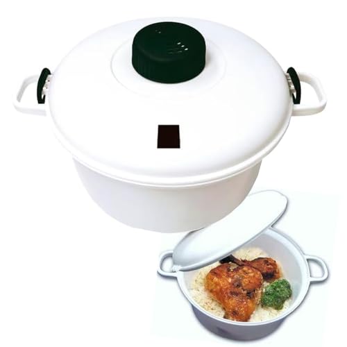 Suinga Pentola a Pressione per Microonde 2,8L – Cucina Sana e Veloce con Valvola di Vapore, Chiusure Ermetiche, Include Tazza Misurino e Spatola – Cuociriso e Pentola Microonde