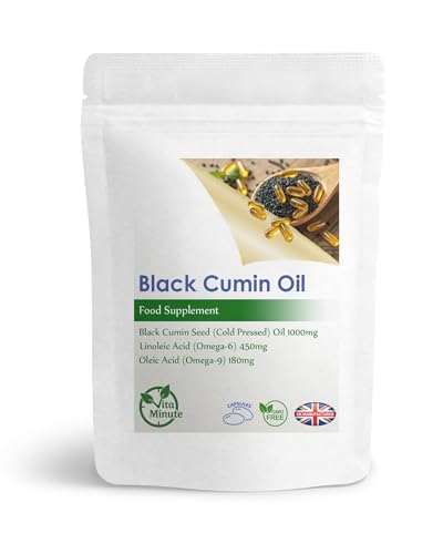 Black Cumin Seed Oil 1000mg, Cold Pressed Softgel Capsules, Skin, Hair, Immunity and Digestive Support (Pack of 30)