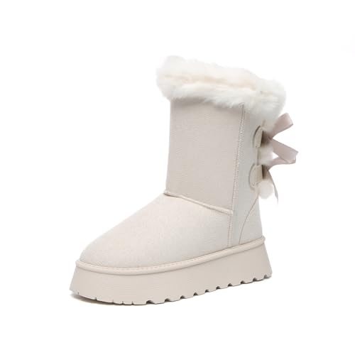 Bernal Mid-Calf Snow Boots for Women Platform Faux Fur Boots Slip-On Warm Comfortable Ankle Outdoor Shoes