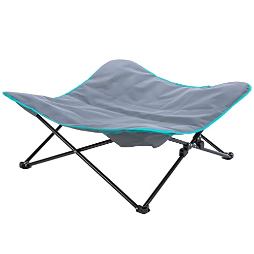 TRIXIE zusammenklappbares Reisebett Camping-Bett FÜR Hunde, 88 × 32 × 88 cm, DUNKELGRAU/Petrol - 28216