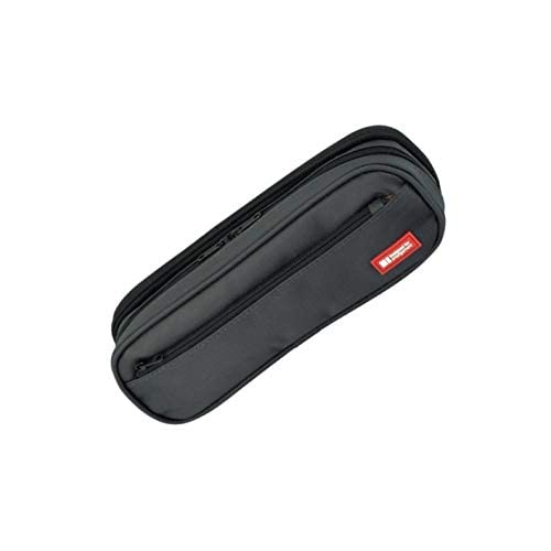 LIHIT LAB. Double Zipper Pen Case (Black, Double 9.4 x 2.4 x 3