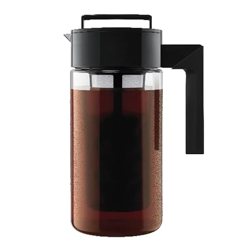 Takeya Cold Brew Coffee Maker with Black Lid Pitcher, 1 qt