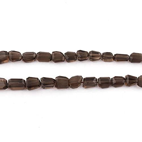 Quartz fumé briolette et perle pépite facettée pour création bijoux DIY