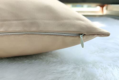 Craftbot Heavy Quality Satin Throw Pillow Covers - Set Of 2 - Nude 20X20 Decorative Pillow Covers - With Lining And Zipper Closure - Faux Silk Elegant Accent Pillows For Bed Car Sofa - Covers Only #TOP3