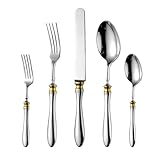 60 Piece 18/8 Stainless Steel Flatware Set for 12, Elegant Silverware with Forks Knives Spoons, Ideal for Daily Use, Dinner Parties and Candlelight Dates, Present for Wife