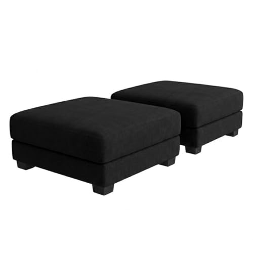 Image of SOCOZI Evanto 5 Seater L Shape Sofa Set with 2 Movable Ottomans | Flexible Layout| Soft Velvet Suede Fabric|Modern Sofa | Plush Comfort Cushions for Living Room (Light Grey-Black)