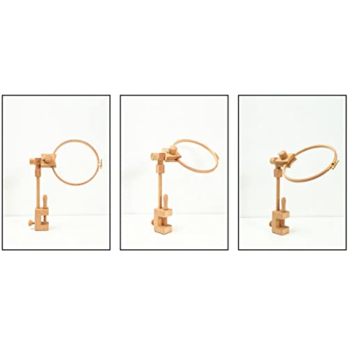 Support broderie rotatif de table porte-cadre ajustable hêtre - 8