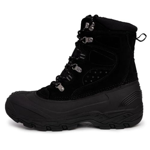 Image of LONDON FOG Breckenridge Waterproof Mens Winter Boots - Leather Insulated Mens Snow Boots - Grey, Black or Brown - Men Medium or Extra Wide Widths Size 7 to 15