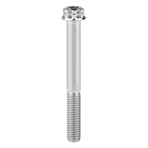 Image of Titanium Flange 12 Point Head M8 x15 20 25 30 35 40 45 50 55 60 65mm Screw Bolt Pack of 4 (M8x65mm, Normal Titanium)