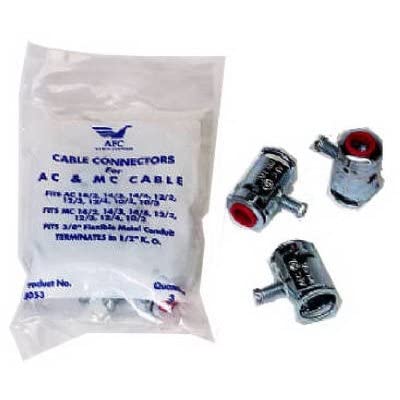 Halex 96571 3-Pack 1/2-Inch AFC-50 MC Flexible Metal Cable Box Connector - Quantity 1010