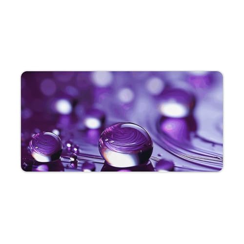 Tapis de bureau durable et antidérapant avec motif gouttes violettes pour souris et PC