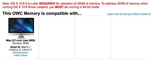 Owc 32.0Gb (4 X8Gb) Pc8500 Ddr3 1066 Mhz 240 Pin Memory Upgrade Kit Compatible With 2009 Imac 27 Inch, (Owc8566Ddr3S32S) #TOP3