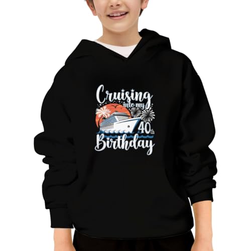 Vintage Cruising Into My 40th Birthday Hoodies for Teen Girls Boys Lightweight Kangaroo Pocket Sweatshirt