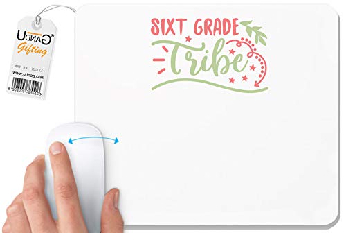 UDNAG White Mousepad 'Teacher Student | Sixt grade tribe' for Computer/PC/Laptop [230 x 200 x 5mm]