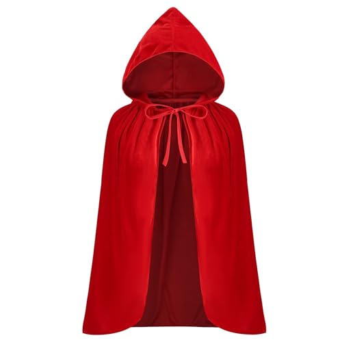 LMYOVE Female Adult Little Red Riding Hood Cape, Halloween Character Costume Cosplay(Pure Red,70cm/27.6'')