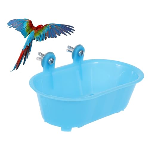 Image of POPETPOP Bird Bathing Tub for Birds Parrot Bathtub with Bottom Mirror Fun Bird Shower Pool for Parakeets and Munia Lightweight and Durable Design